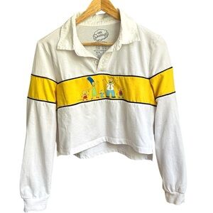 White and Yellow The Simpsons Long Sleeve Cropped Shitt